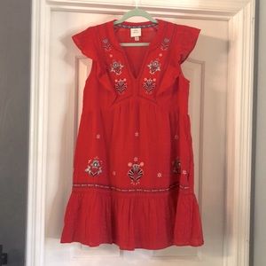 NWOT Knox rose embroidered flutter sleeve dress with pockets size small